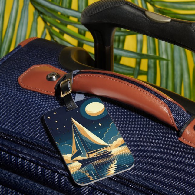 Sailboat at night luggage tag (Front Insitu 1)