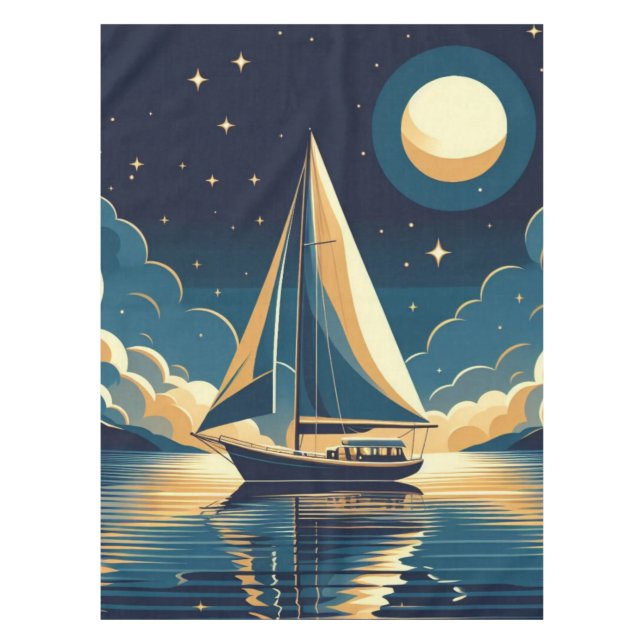 Sailboat at night tablecloth (Front)