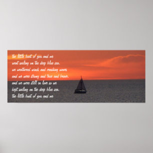 Sailboat At Sea At Sunset Poster