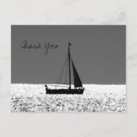 Sailboat at Sparkling Sea Thank You Postcard