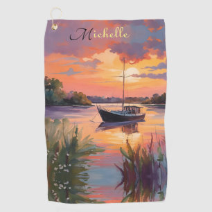 Sailboat at Sunrise *personalise* Golf Towel