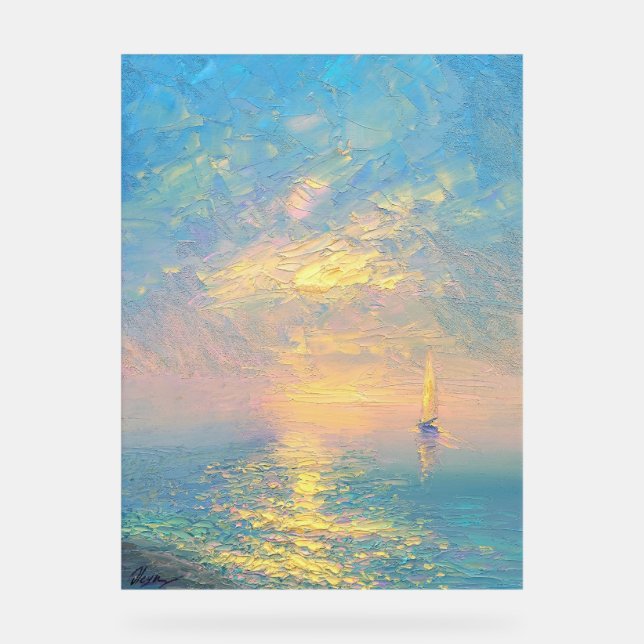 Sailboat at Sunset Acrylic Sign (Front)
