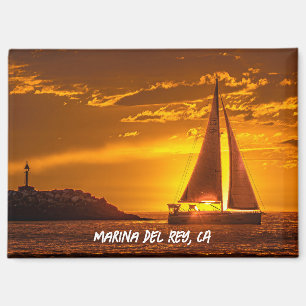 Sailboat at Sunset - Marina Del Rey, CA Magnet