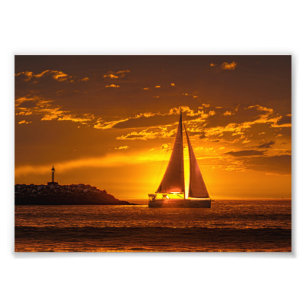 Sailboat at Sunset - Marina Del Rey, CA Photo Print