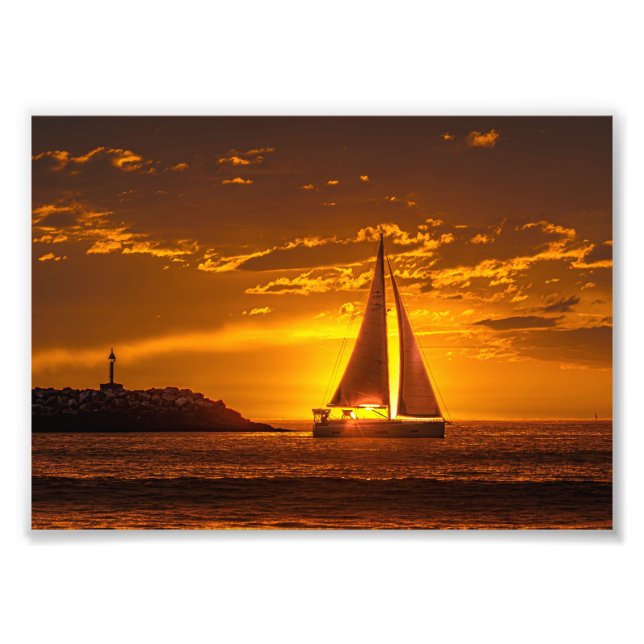 Sailboat at Sunset - Marina Del Rey, CA Photo Print (Front)