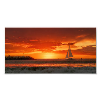 Sailboat at Sunset - Marina Del Rey, CA Photo Print