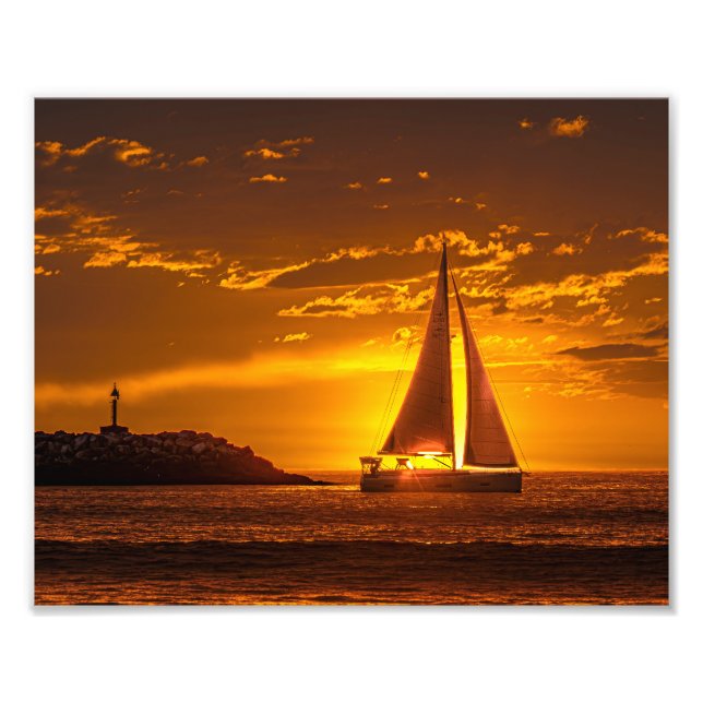 Sailboat at Sunset - Marina Del Rey, CA Photo Print (Front)