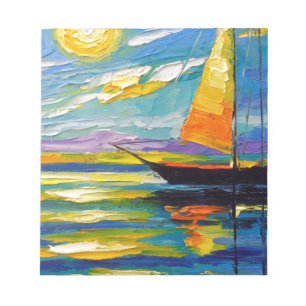 Sailboat at sunset notepad