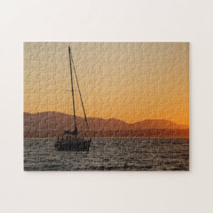 Sailboat At Sunset On The Puget Sound Jigsaw Puzzle
