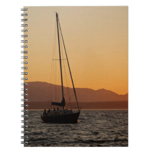 Sailboat At Sunset On The Puget Sound Spiral Notebook