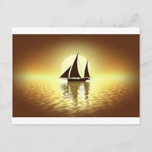 Sailboat at sunset postcard