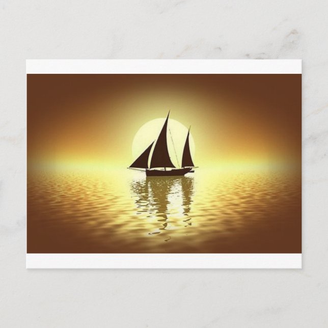 Sailboat at sunset postcard (Front)