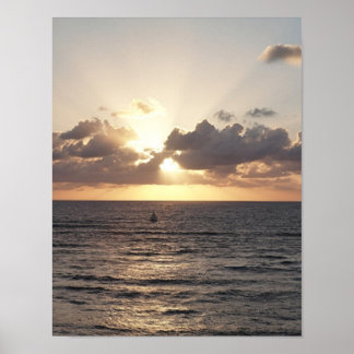 Sailboat at sunset poster