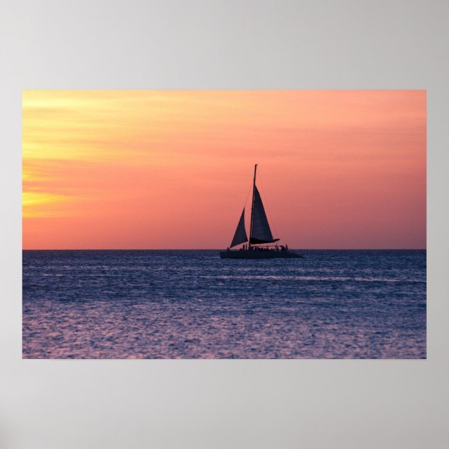 Sailboat at sunset poster (Front)