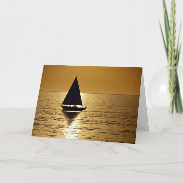 Sailboat at sunset, sloop card (Front)