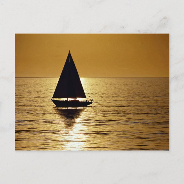 Sailboat at sunset, sloop postcard (Front)