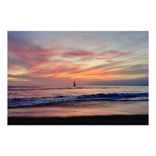 Sailboat at Sunset - Venice Beach, CA Photo Print