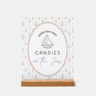 Sailboat Baby Shower Games - Candy Jar Guessing Acrylic Sign
