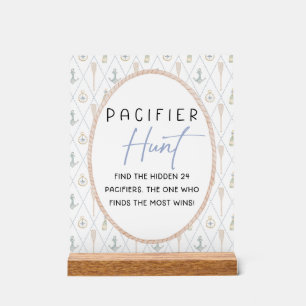 Sailboat Baby Shower Games - Pacifier Hunt Acrylic Sign