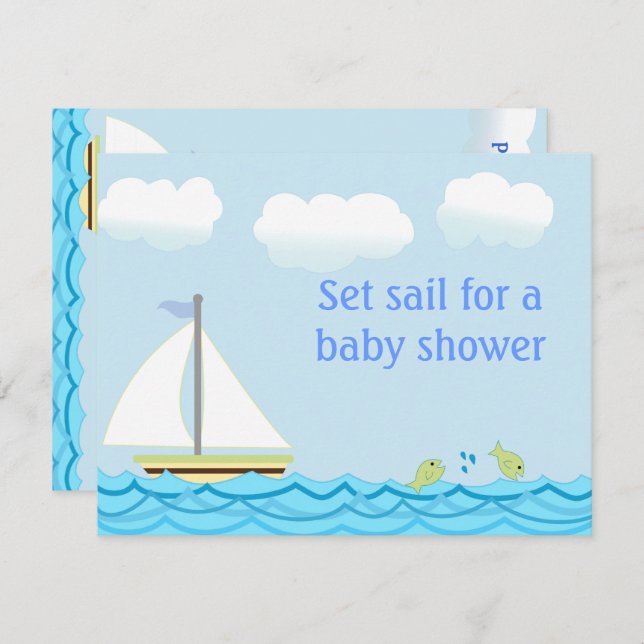 Sailboat Baby Shower Invitation (Front/Back)