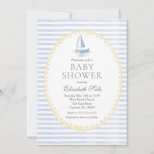 Sailboat Baby Shower Invitation, Boy baby shower Invitation