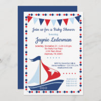 Sailboat Baby Shower Invitation Boys Sail Boat