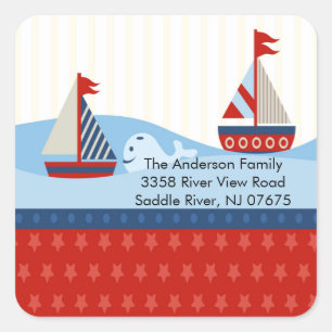 Sailboat Baby Shower Square Sticker