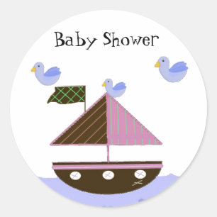 Sailboat Baby Shower Theme Classic Round Sticker
