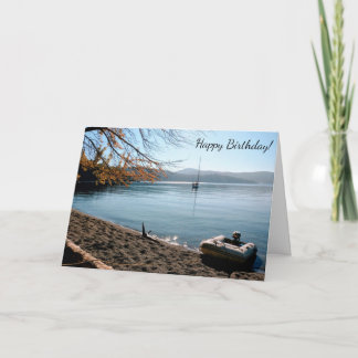 Sailboat Beach Happy Birthday Card
