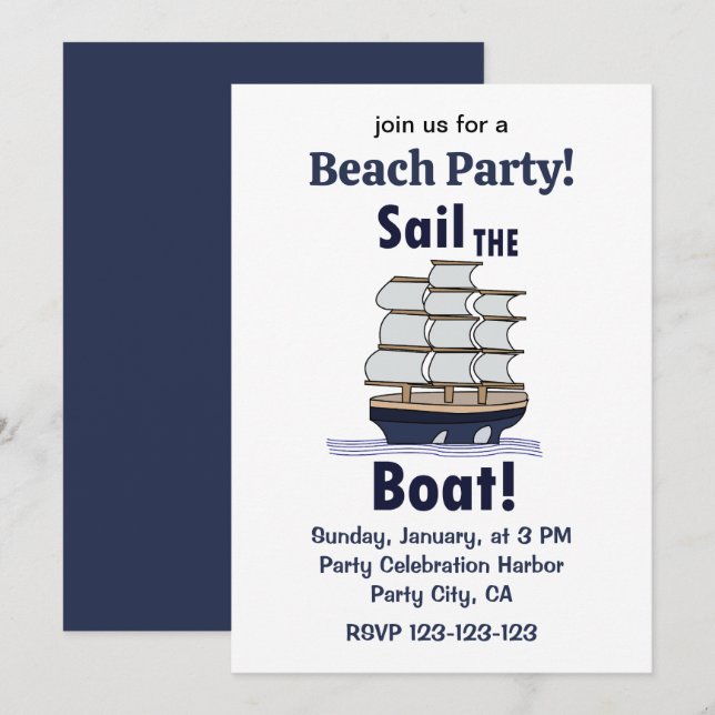 Sailboat Beach Party Invitation (Front/Back)