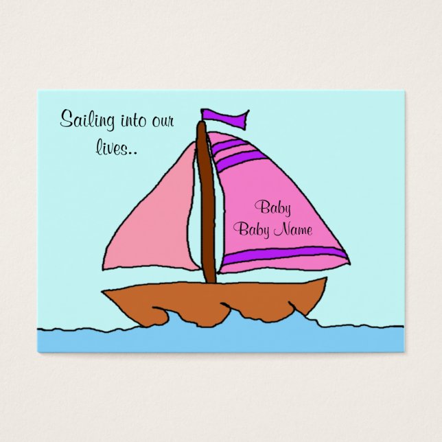 Sailboat Birth Announcement Card (Front)