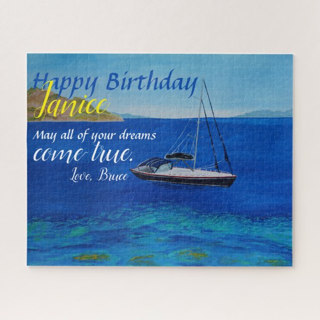 Sailboat Birthday Card Jigsaw Puzzle (Horizontal)