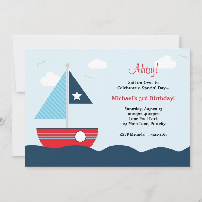 Sailboat Birthday Invitation (Front)