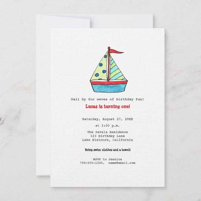 Sailboat Birthday Invitation (Front)