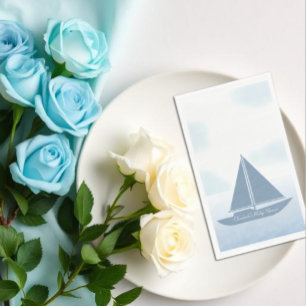 Sailboat Blue Watercolor Boy Baby Shower Napkin