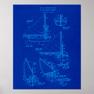 Sailboat Blueprint no. 4 Nautical Themed Poster