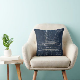 Sailboat Blueprints Cushion
