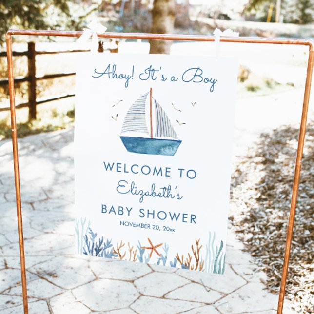Sailboat Boy Baby Shower Welcome Sign (Creator Uploaded)