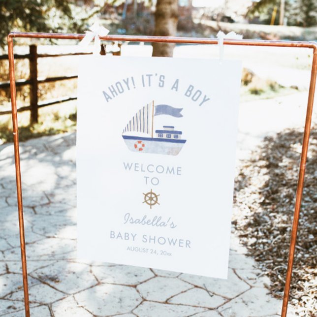Sailboat Boy Baby Shower Welcome Sign (Creator Uploaded)