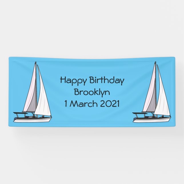 Sailboat cartoon illustration banner (Horizontal)
