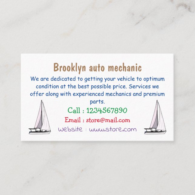 Sailboat cartoon illustration business card (Front)