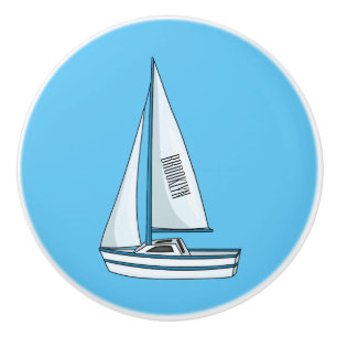 Sailboat cartoon illustration ceramic knob