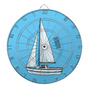 Sailboat cartoon illustration dartboard