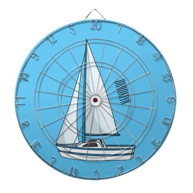 Sailboat cartoon illustration dartboard (Front)
