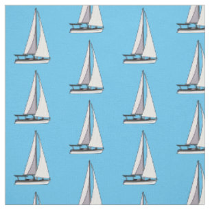 Sailboat cartoon illustration fabric