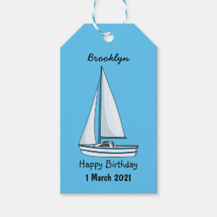 Sailboat cartoon illustration gift tags