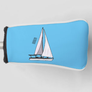 Sailboat cartoon illustration golf head cover