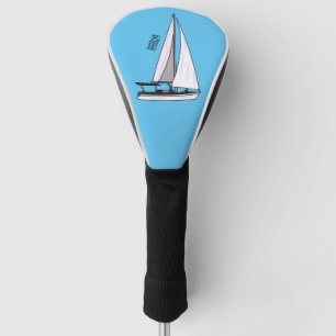Sailboat cartoon illustration golf head cover