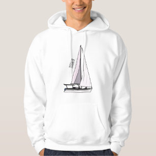 Sailboat cartoon illustration hoodie