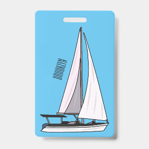 Sailboat cartoon illustration ID badge